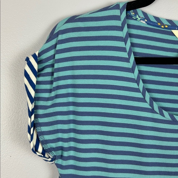 Matilda Jane Walkabout Floral Striped Asymmetrical Knee Length Dress Small Teal - Picture 6 of 13